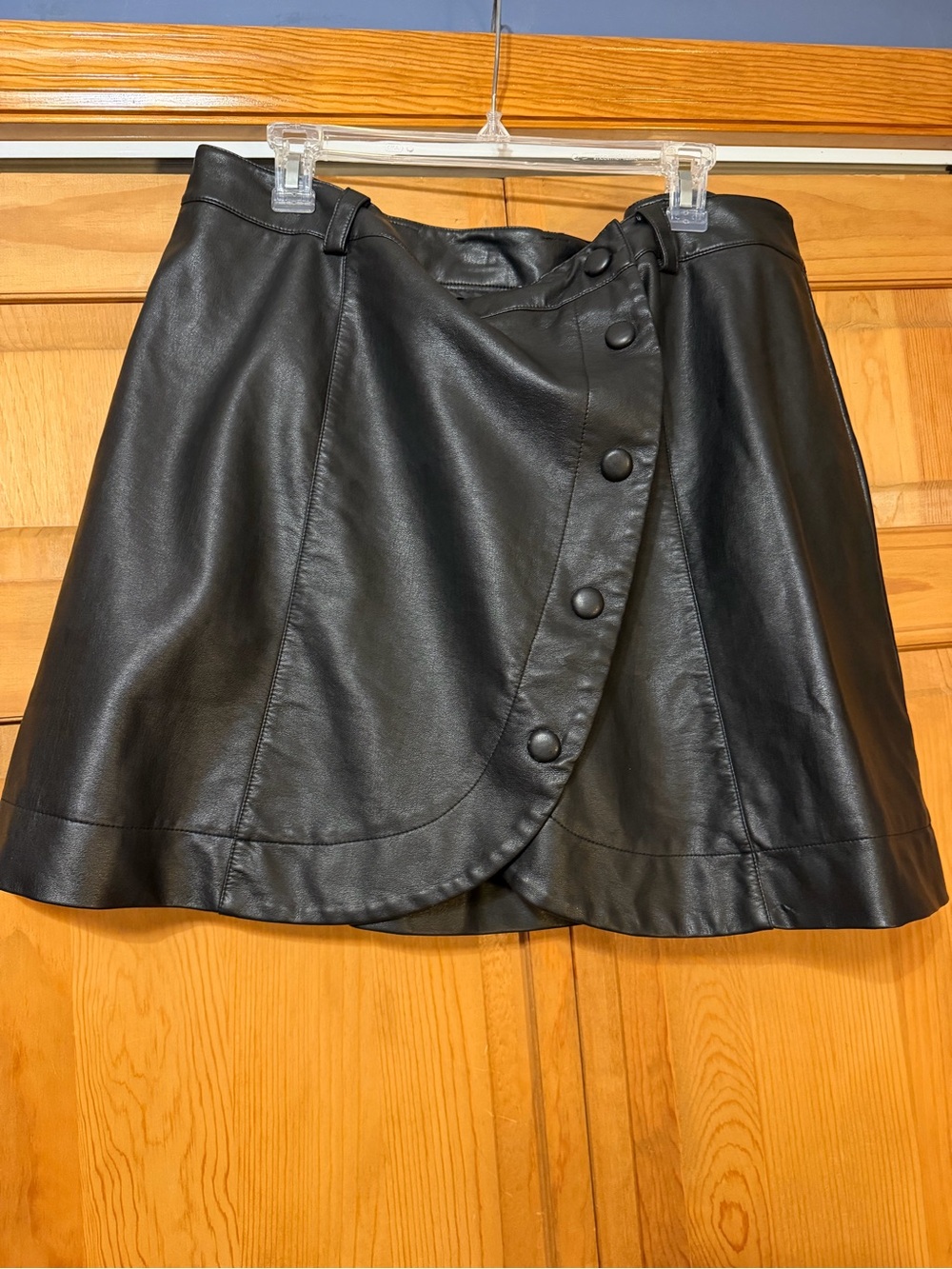 Eloquii Black Faux Leather Button-Front Mini Skirt